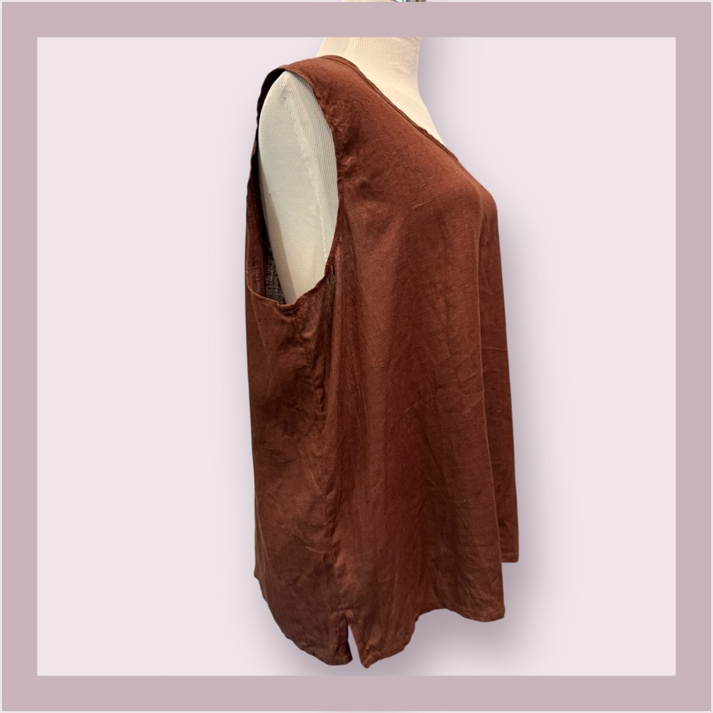 Flax Chocolate Brown Fundamental Linen Tank - Picture 3 of 5